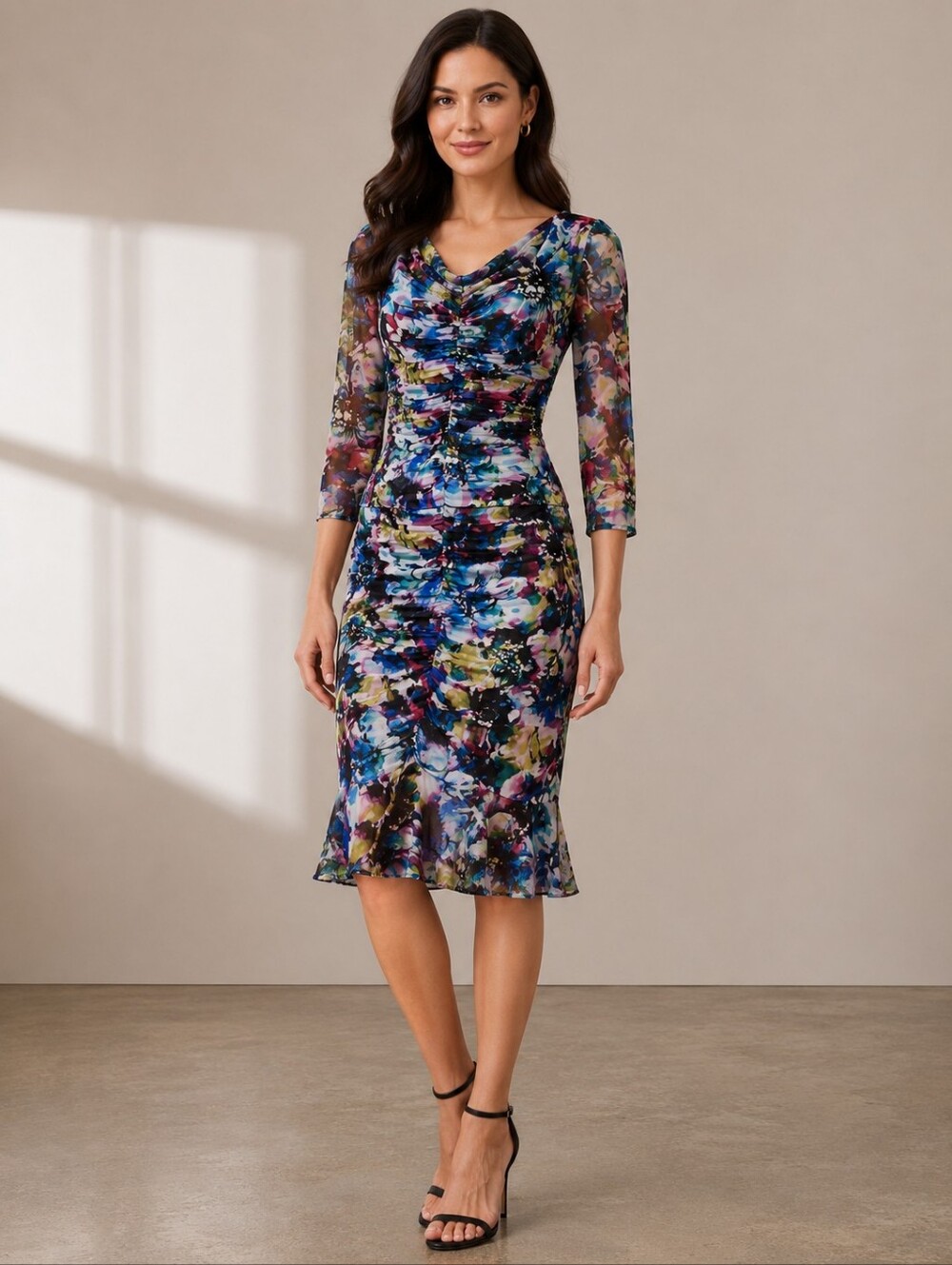 ❤️ NWT! DONCASTER COLLECTION SILK RUCHED FLORAL TOP AND SKIRT SET